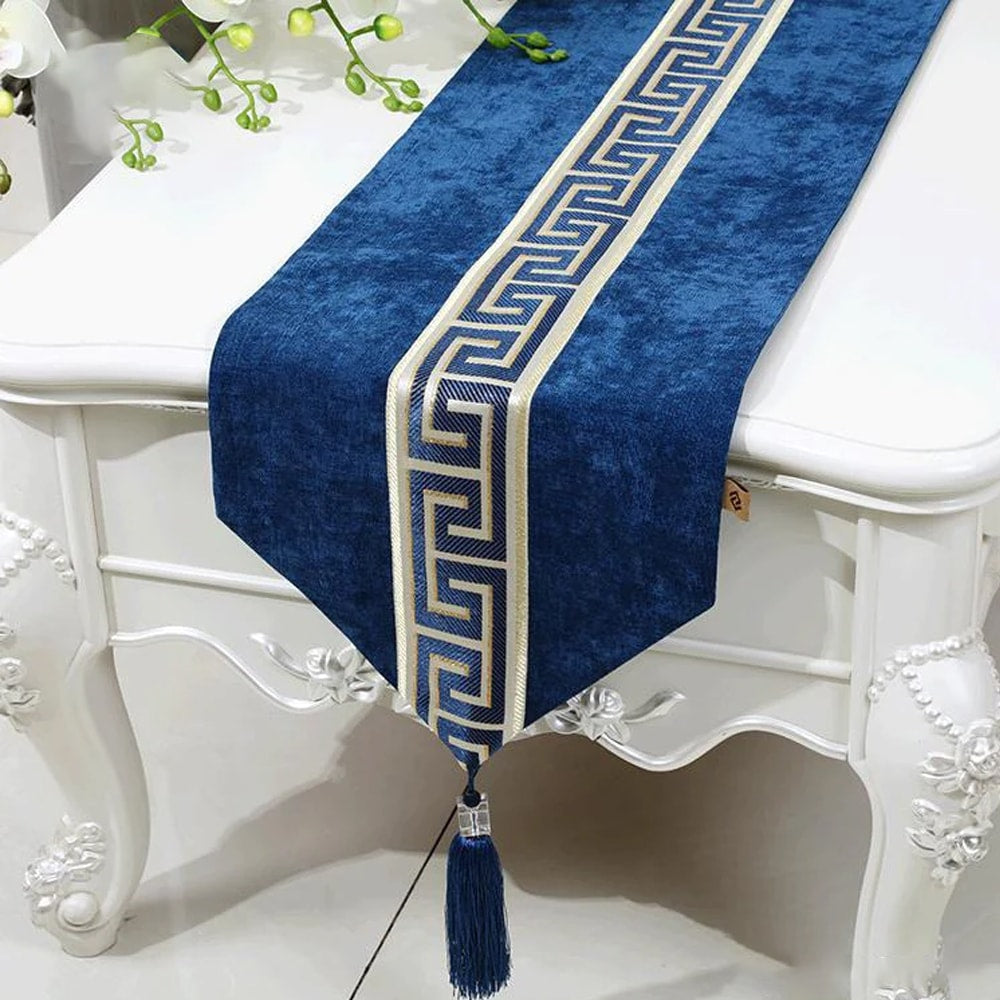 7 PCs Versace Velvet Table Runner Set – Blue