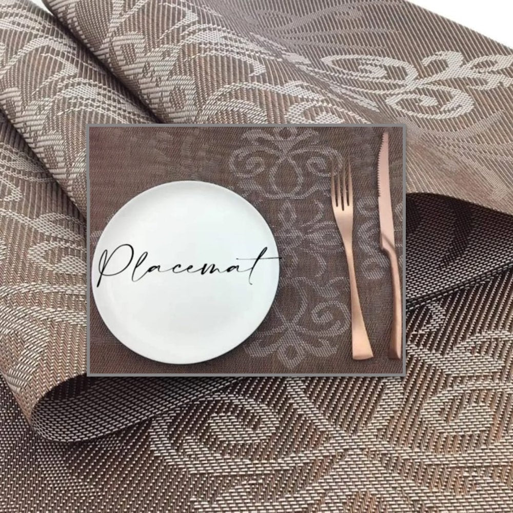 7 Pcs Table Mats & Table Runner Set Heat Resistant Woven Dining Table Placemats